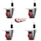 Service Caster 3.5'' Red Poly Swivel 1-3/8'' Expanding Stem Caster Set Total Lock Brake, 4PK SCC-EXTTL20S3514-PPUB-RED-138-4 - alternate 2